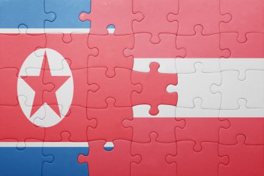 Kuzey Kore ve Avusturya ulusal bayrak ile bulmaca 