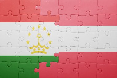 Tacikistan ve Avusturya ulusal bayrak ile bulmaca 
