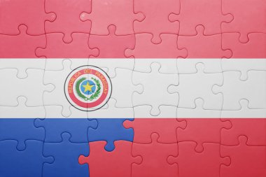 paraguay ve Avusturya ulusal bayrak ile bulmaca 