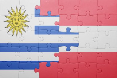 uruguay ve Avusturya ulusal bayrak ile bulmaca 