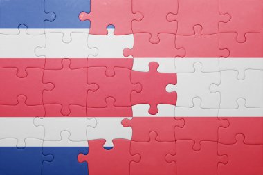 Kosta Rika ve Avusturya ulusal bayrak ile bulmaca 