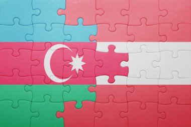 Azerbaycan ve Avusturya ulusal bayrak ile bulmaca 