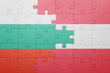 Bulgaristan ve Avusturya ulusal bayrak ile bulmaca 