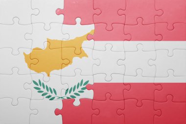 Kıbrıs ve Avusturya ulusal bayrak ile bulmaca 