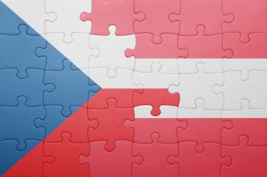 Çek Cumhuriyeti ve Avusturya ulusal bayrak ile bulmaca 