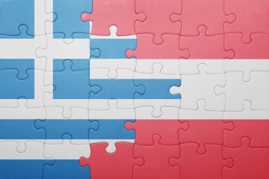 Yunanistan ve Avusturya ulusal bayrak ile bulmaca 