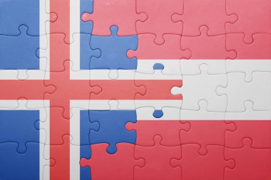 İzlanda ve Avusturya ulusal bayrak ile bulmaca 