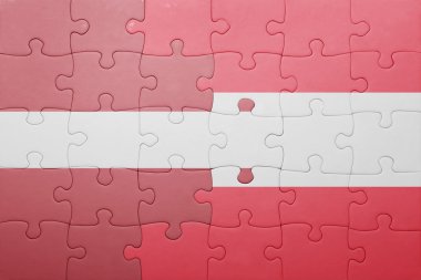 Letonya ve Avusturya ulusal bayrak ile bulmaca 