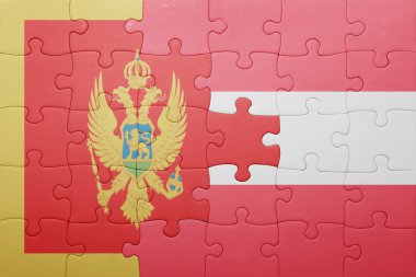 Karadağ ve Avusturya ulusal bayrak ile bulmaca 