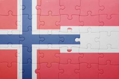 Norveç ve Avusturya ulusal bayrak ile bulmaca 
