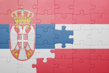 Sırbistan ve Avusturya ulusal bayrak ile bulmaca 