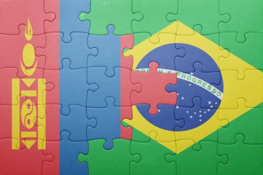 Moğolistan ve Brezilya ulusal bayrak ile bulmaca