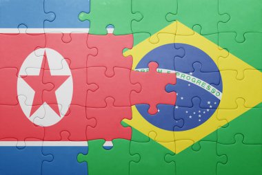 Kuzey Kore ve Brezilya ulusal bayrak ile bulmaca