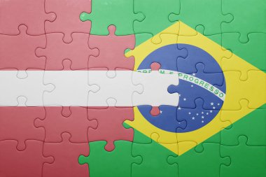 Letonya ve Brezilya ulusal bayrak ile bulmaca
