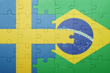 Brezilya ve İsveç Ulusal bayrak ile bulmaca