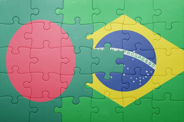 방글라데시와 브라질의 국기와 함께 퍼즐 — 스톡 사진