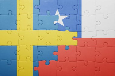 Şili ve İsveç Ulusal bayrak ile bulmaca