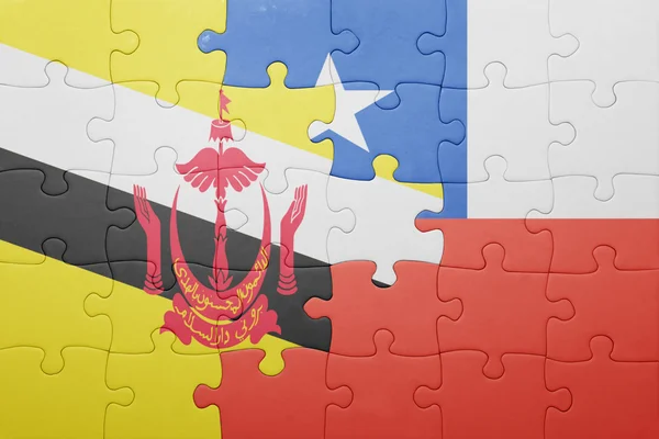 Puzzle s národní vlajkou chile a Brunej — Stock fotografie