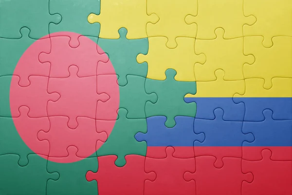 Puzzel met de nationale vlag van colombia en bangladesh — Stockfoto