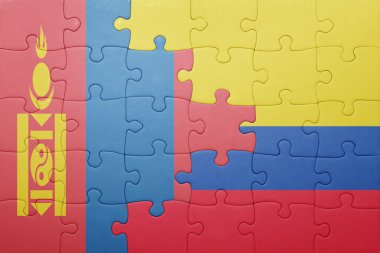 Kolombiya ve Moğolistan ulusal bayrak ile bulmaca