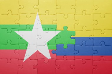 Kolombiya ve myanmar ulusal bayrak ile bulmaca