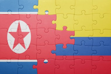 Kolombiya ve Kuzey Kore ulusal bayrak ile bulmaca