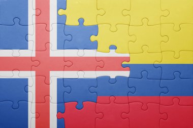 Kolombiya ve İzlanda ulusal bayrak ile bulmaca