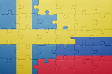 Kolombiya ve İsveç Ulusal bayrak ile bulmaca