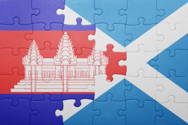 Kamboçya ve İskoçya ulusal bayrak ile bulmaca