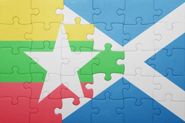 myanmar ve İskoçya ulusal bayrak ile bulmaca