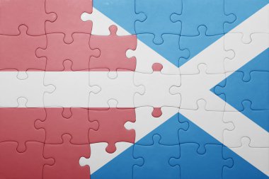 Letonya ve İskoçya ulusal bayrak ile bulmaca