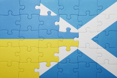 Ukrayna ve İskoçya ulusal bayrak ile bulmaca