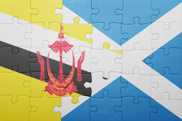 Puzzle s národní vlajka Bruneje a Skotsko — Stock fotografie