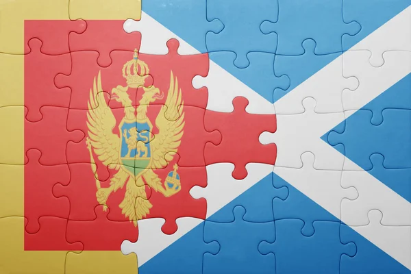 Puzzel met de nationale vlag van montenegro en Schotland — Stockfoto