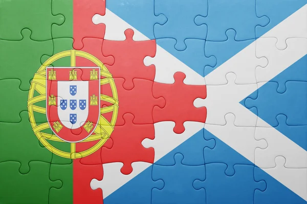 Puzzle z flagi narodowej Portugalii i Szkocji — Zdjęcie stockowe