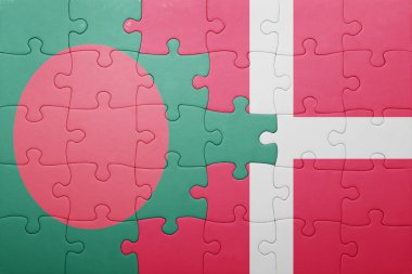 Bulmaca bangladesh ve Danimarka ulusal bayrak ile