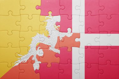 bhutan ve Danimarka ulusal bayrak ile bulmaca