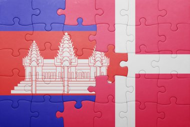 Kamboçya ve Danimarka ulusal bayrak ile bulmaca