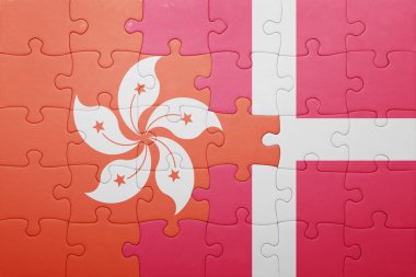 hong kong ve Danimarka ulusal bayrak ile bulmaca
