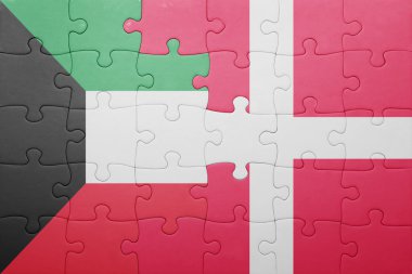 Kuveyt ve Danimarka ulusal bayrak ile bulmaca