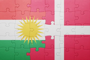kurdistan ve Danimarka ulusal bayrak ile bulmaca