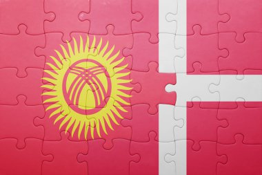 Kırgızistan ve Danimarka ulusal bayrak ile bulmaca
