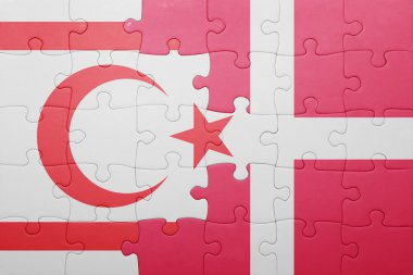 Kuzey Kıbrıs ve Danimarka ulusal bayrak ile bulmaca