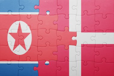 Kuzey Kore ve Danimarka ulusal bayrak ile bulmaca