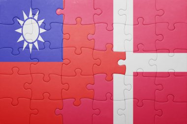 Tayvan ve Danimarka ulusal bayrak ile bulmaca