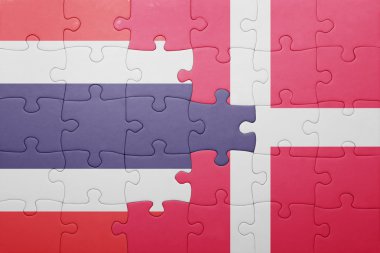 Tayland ve Danimarka ulusal bayrak ile bulmaca