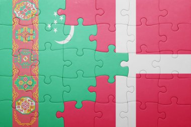 Türkmenistan ve Danimarka ulusal bayrak ile bulmaca