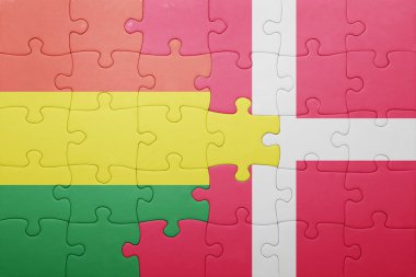 Bolivya ve Danimarka ulusal bayrak ile bulmaca
