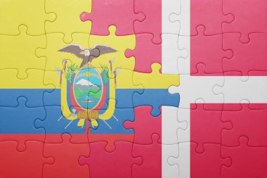 Ekvador ve Danimarka ulusal bayrak ile bulmaca