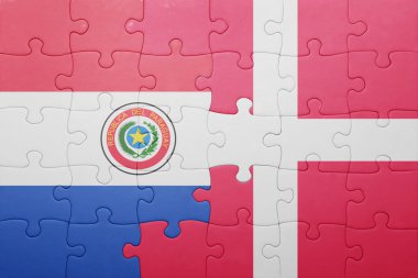 paraguay ve Danimarka ulusal bayrak ile bulmaca